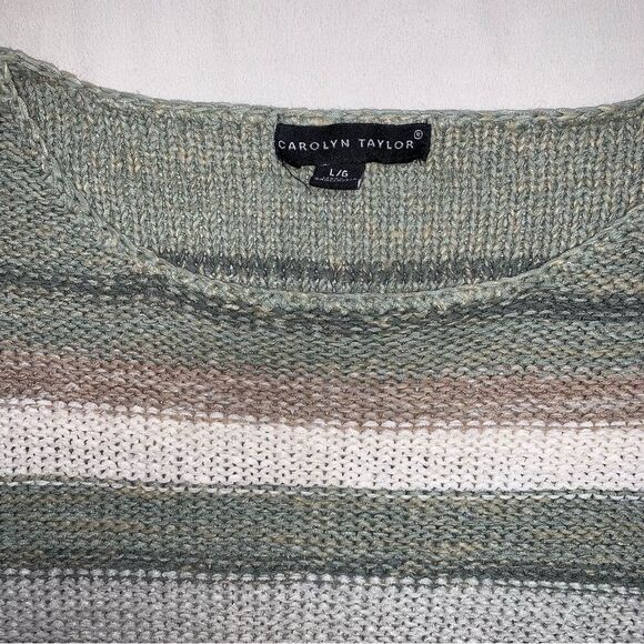 Sweater Womens Large Striped Knit Oversized Brown Granola Gorpcore Cozy Top Fall - Picture 5 of 9